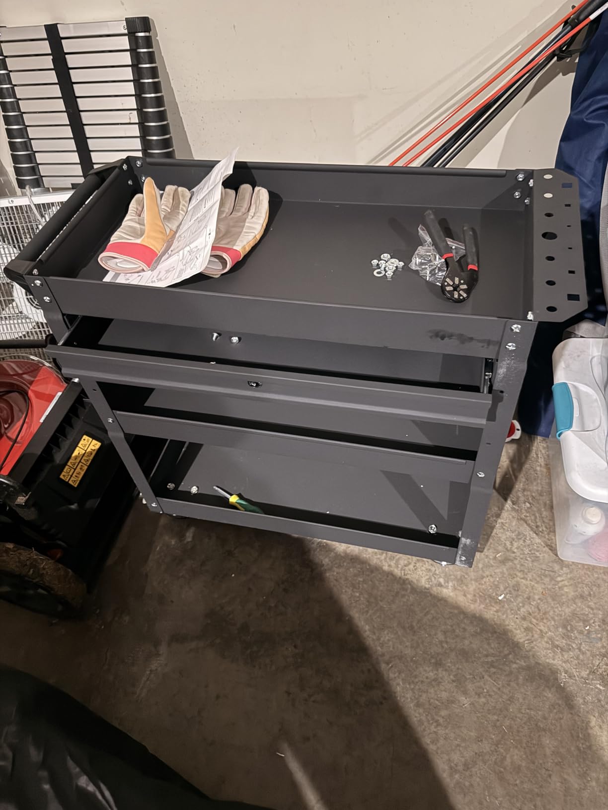 3 Tier Heavy Duty Rolling Tool Cart with Drawers, Large Storage Utility Cart on Wheels for Garage, Warehouse, Repair Shop (Black) customer photo 2