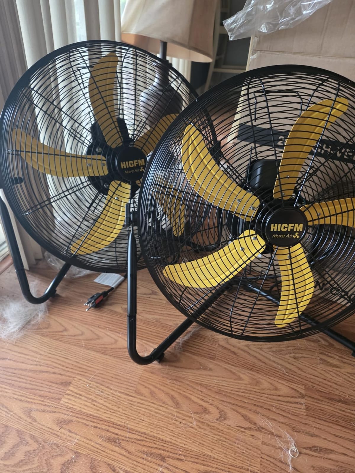 HiCFM 2 Pcs 20-inch 5300 CFM High Velocity Metal Floor Fan | 3-Speed Powerful Cooling 360° Adjustable Tilting Head for Shop, Office Commercial, Garage and Home Use - UL Listed customer photo 1