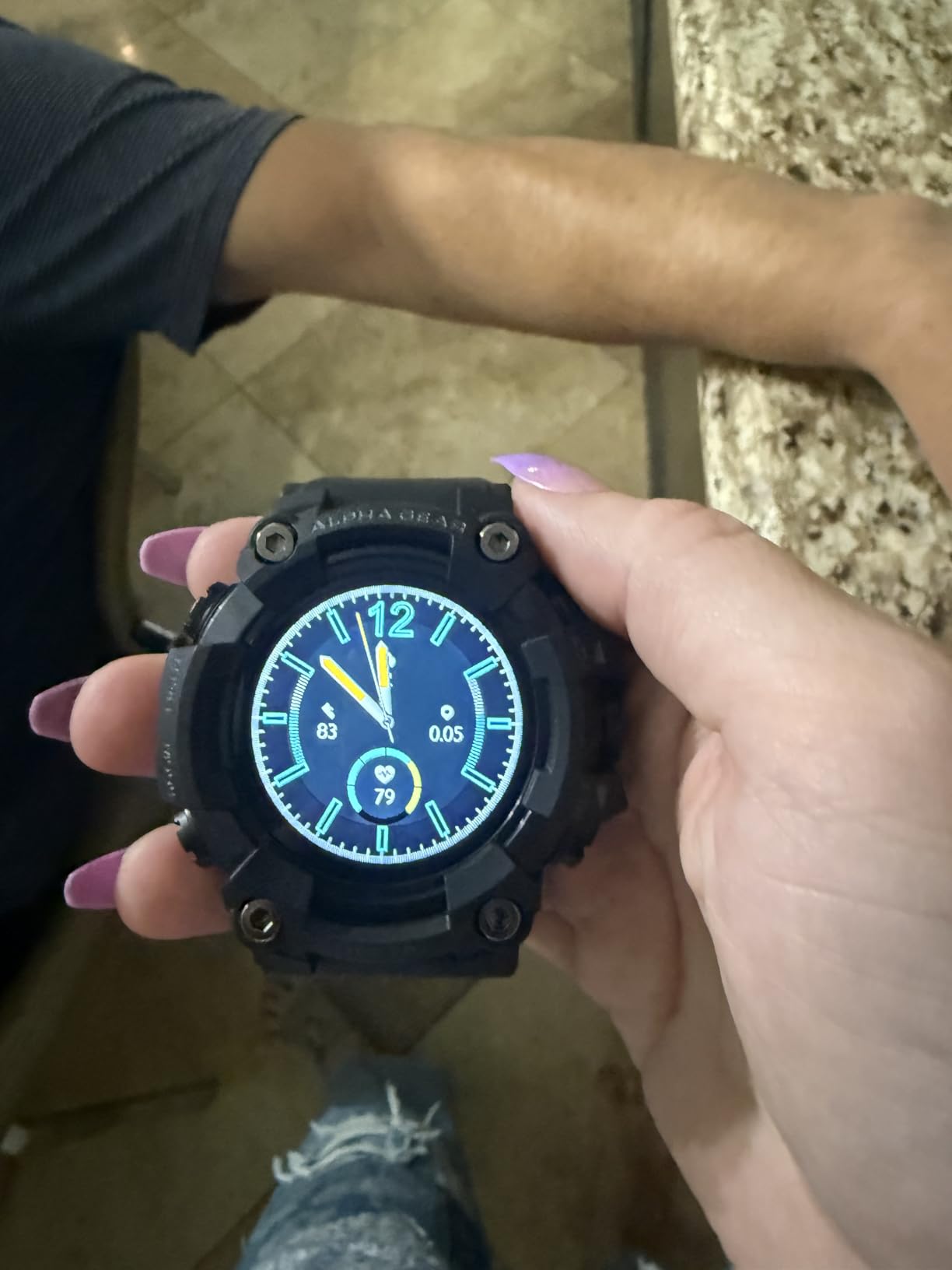 ALPHAGEAR Delta Smartwatch for Men, Tactical Rugged Smart Watch, IP69K Water + Dust Resistant, 380mAh 21-Day Battery, Bluetooth Calling, Operates -15F to 140F, for Android iPhone, Dark Night customer photo 1