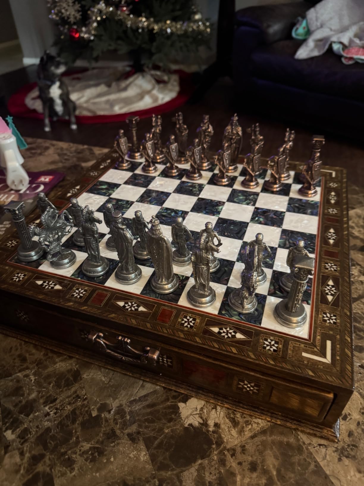 15-Inch Handmade Wooden Chess Set, Metal Pieces & Storage, Black | Handcrafted Luxury Chess Board for Adults customer photo 1