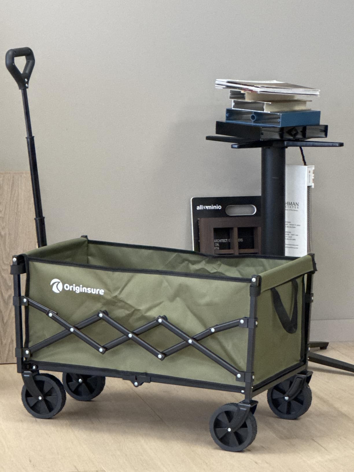 Originsure 110L Portable Collapsible Wagon Cart, 360lbs Heavy Duty, Black | All-Terrain Wheels, Solid Steel Frame, Adjustable Handle, Compact & Space-Saving, Utility for Camping, Sports, Grocery, Garden customer photo 1