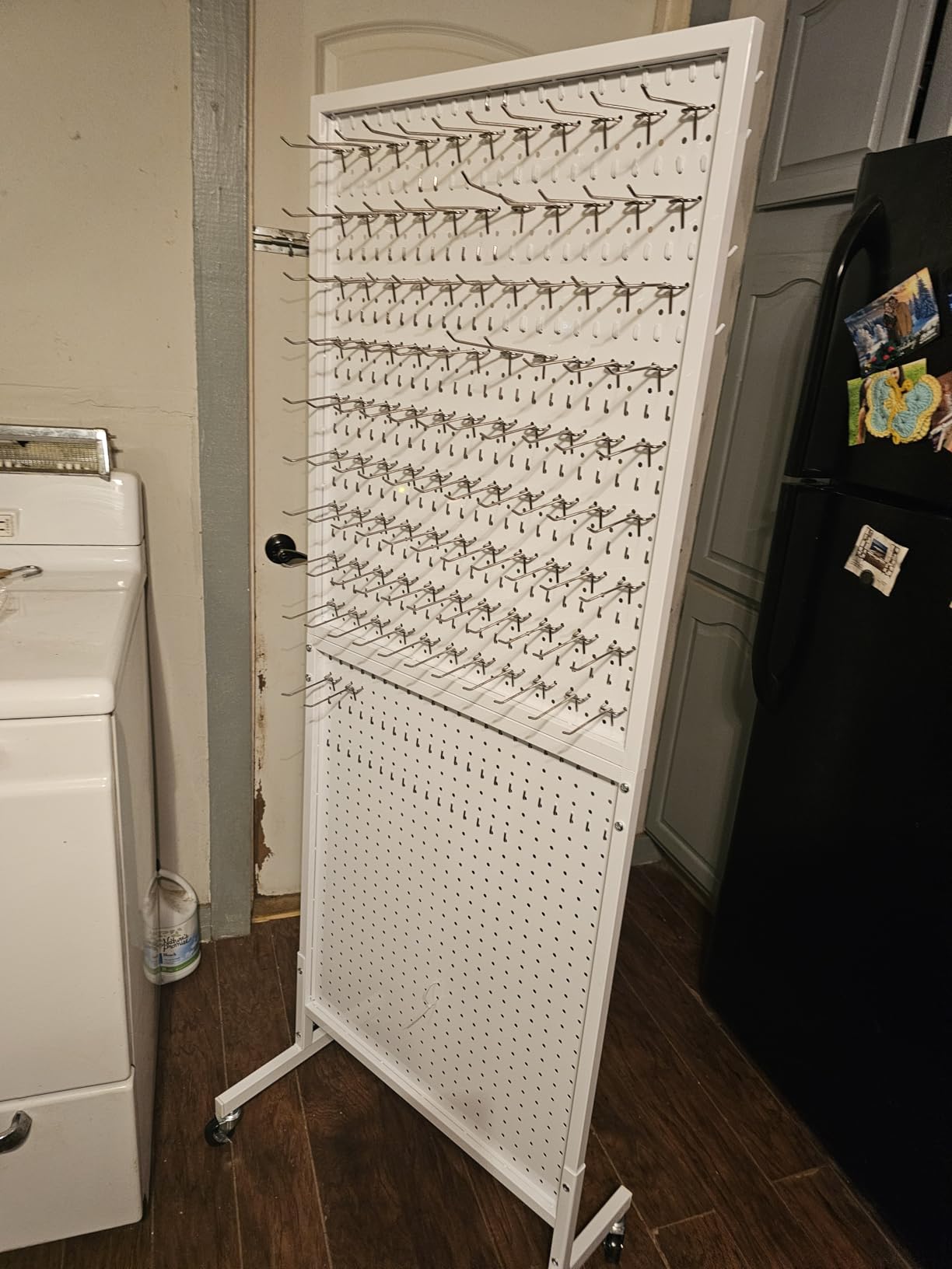 Eastern Tree Metal Pegboard Display Stand 2'x 5'with 30 Hooks, Pegboard Panels Display with Wheels, Peg Board Display Rack, Standing Pegboard Display- Black customer photo 2