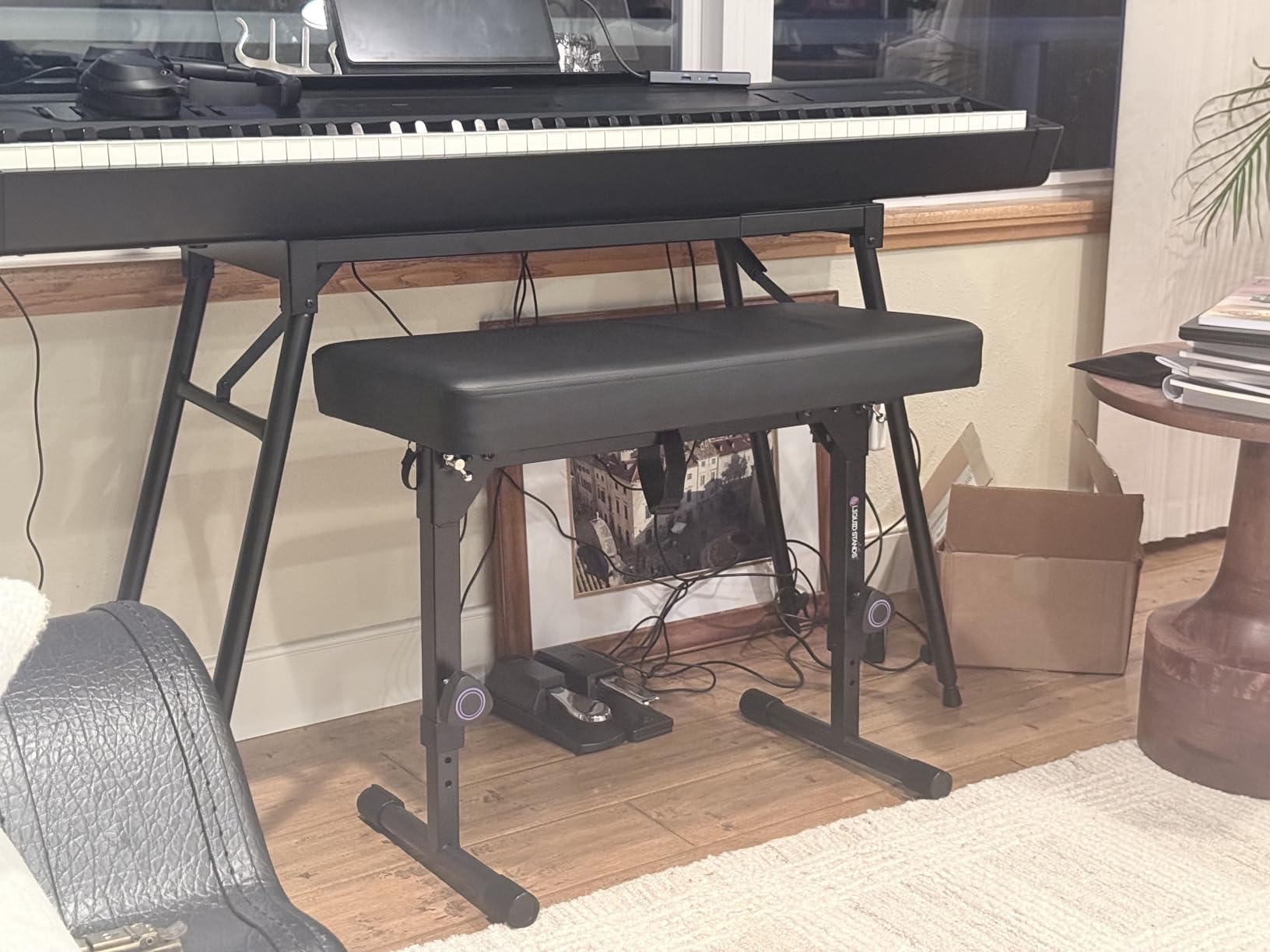 Liquid Stands Foldable Dual Adjustable Piano Bench with Black Cushion | Portable, Music Stool Seat, For Piano Keyboard Stand, Padded Cushion, For Musicians customer photo 2