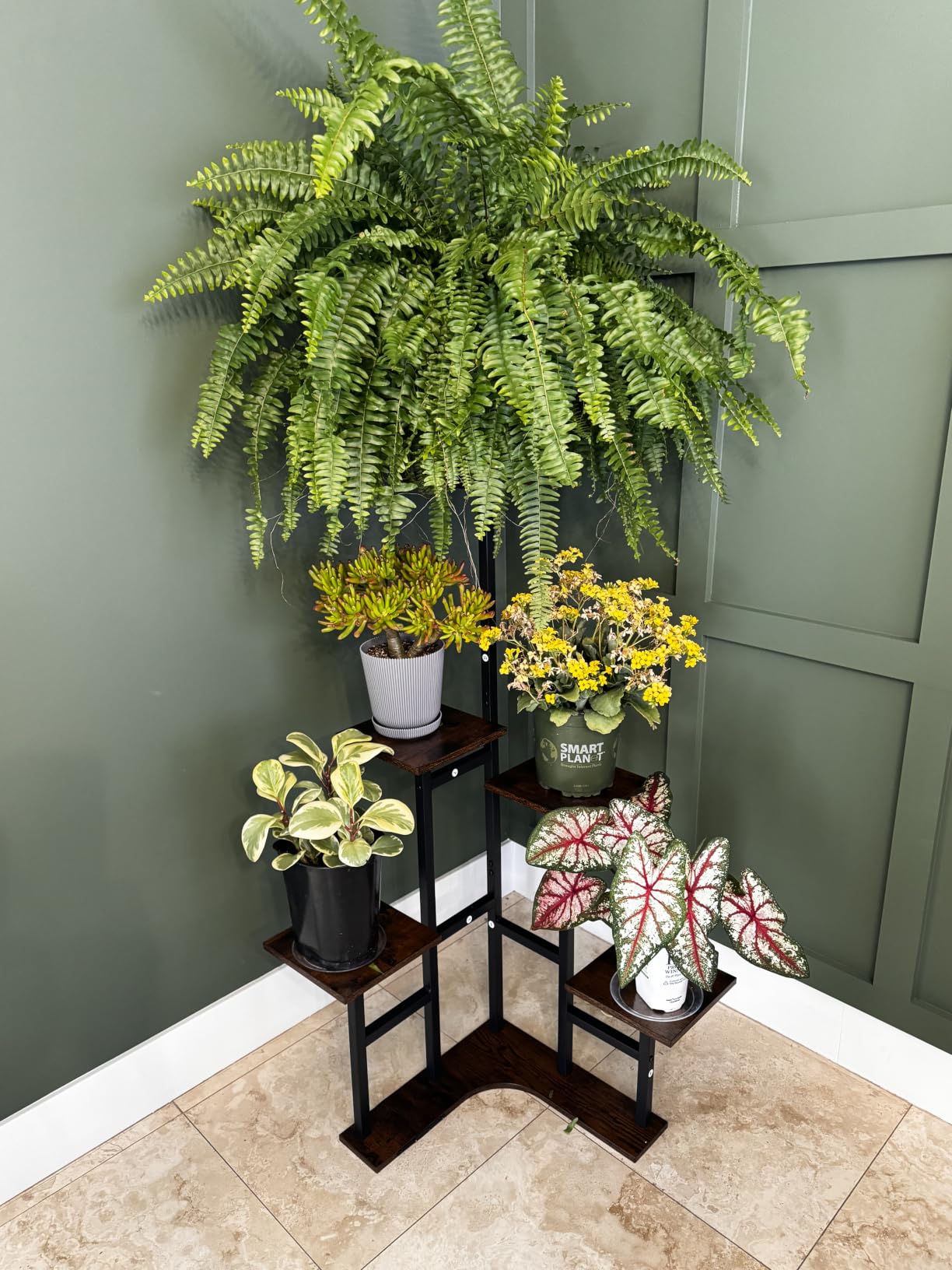 Yzosvki Corner Plant Stand Indoor 6 Tiered Corner Plant Shelf | Flower Stand for Multiple Plants, Plant Shelves Organizer Rack for Living Room, Balcony, Patio, Garden, Rustic Brown customer photo 2