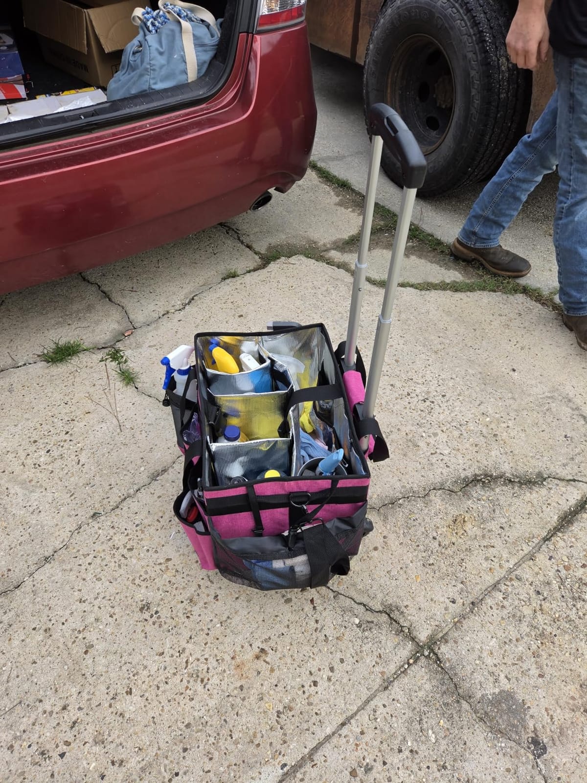 Rolling Cleaning Caddy Bag Built-in Hard Plastic Sheet Detachable Trolley customer photo 1