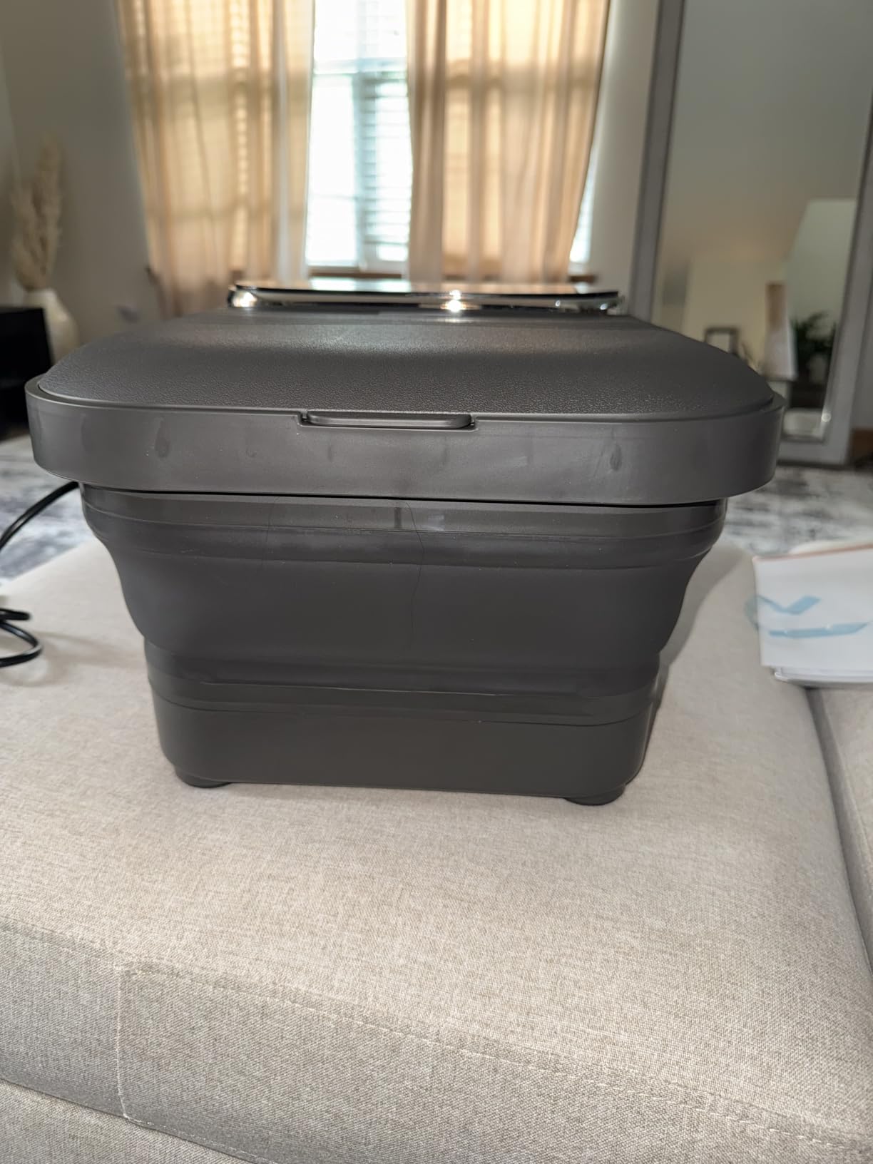 OOAMBB Collapsible Foot Spa with Heat, Bubble and Temp Control, Foot Bath Massager with XL Touch Screen and Massage Rollers, Foot Soaking Tub, Pedicure Foot spa for Stress Relief (Grey) customer photo 1