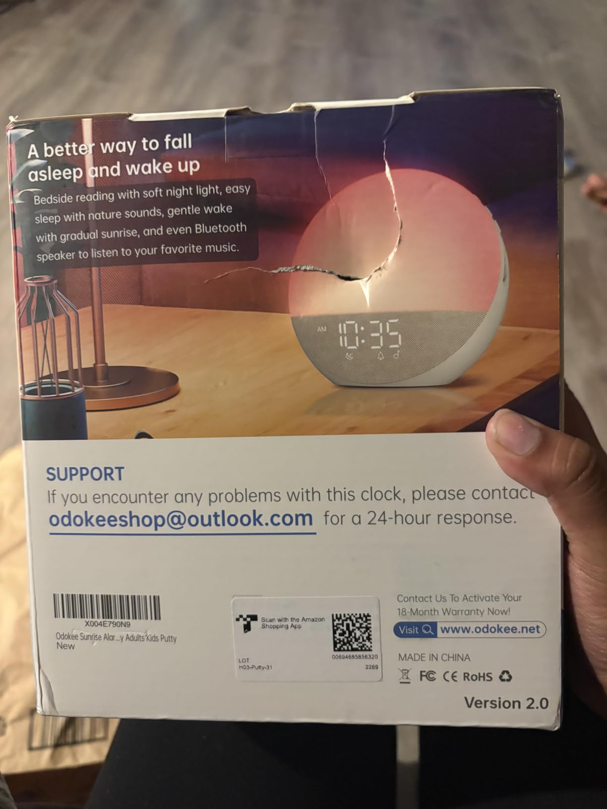 Odokee Sunrise Alarm Clock White Noise Machine: Natural Wake Up Light | Dimmable Clock with Bluetooth Speaker for Bedroom - 25 Sleep Sounds for Baby Adults Kids Putty customer photo 1