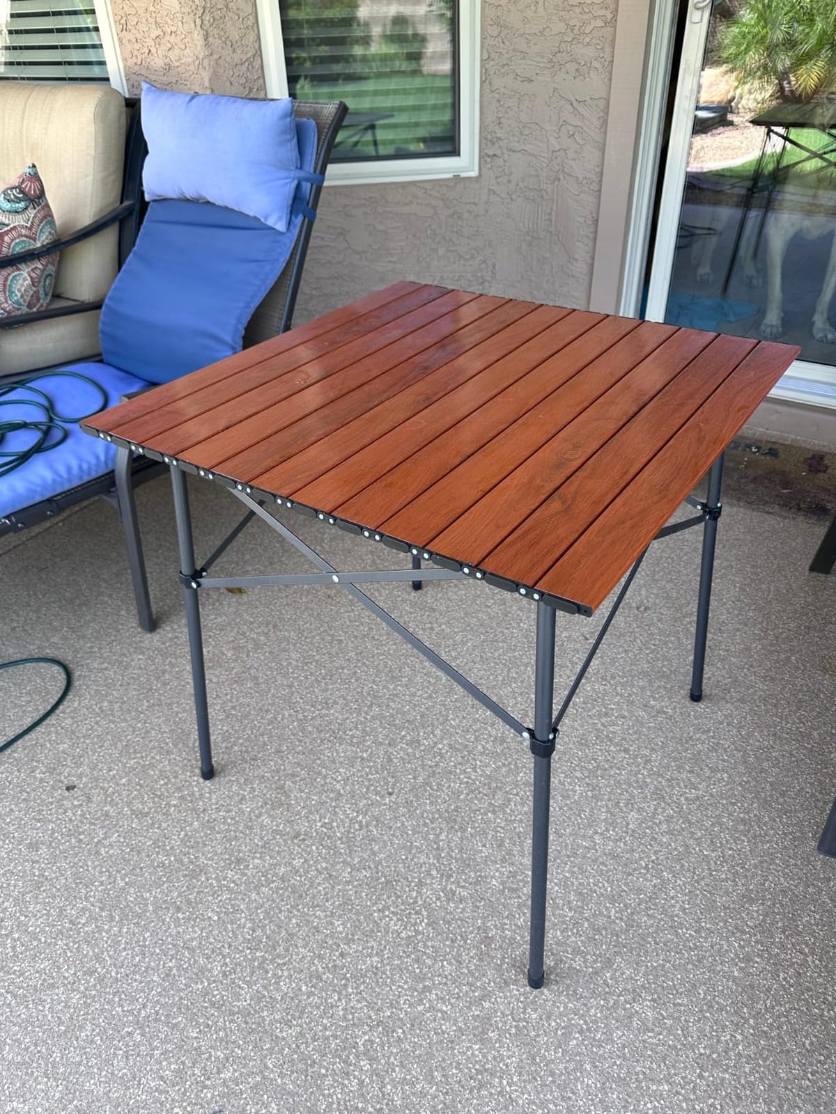 Portal Lightweight Aluminum Folding Square Table Roll Up Top 4 People Table customer photo 2
