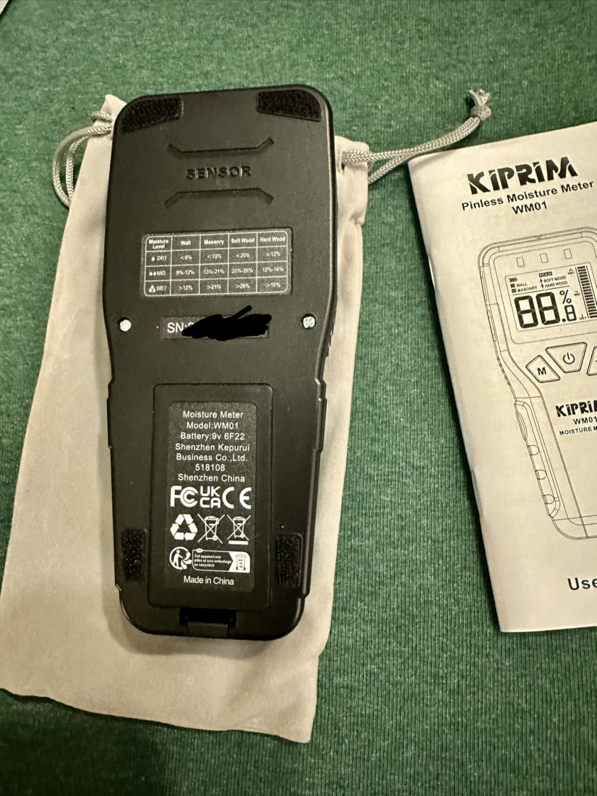 Kiprim WM01 Non-Destructive Pinless Moisture Tester for Wood, Floors, Walls customer photo 1