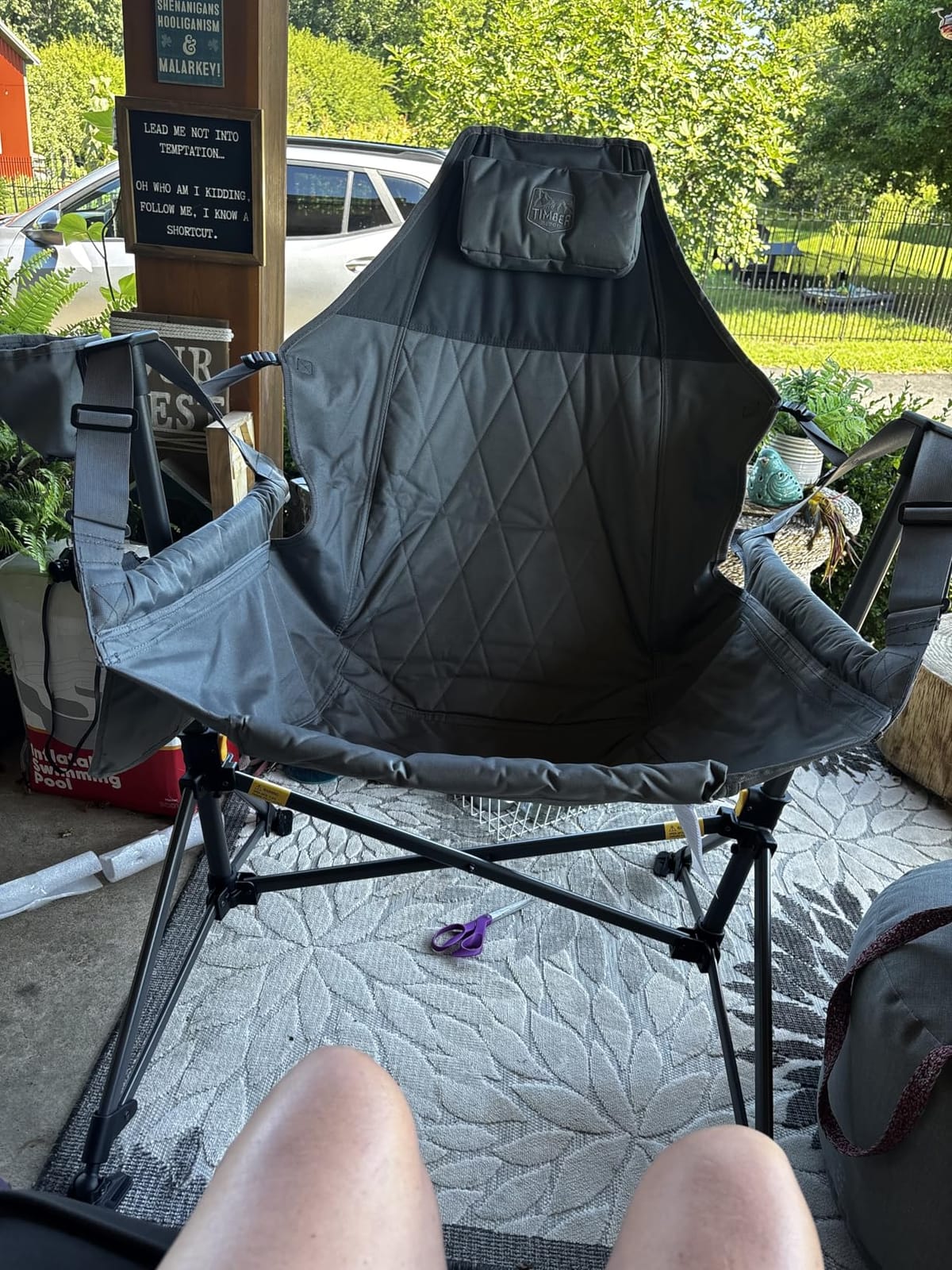 TIMBER RIDGE Hammock Camping Chair, Oversized Swinging Chair, 400lbs Load | Portable Folding Rocking Camping Chair with Adjustable Back & Seat Height for Outdoor Lawn, Backyard and Patio customer photo 1