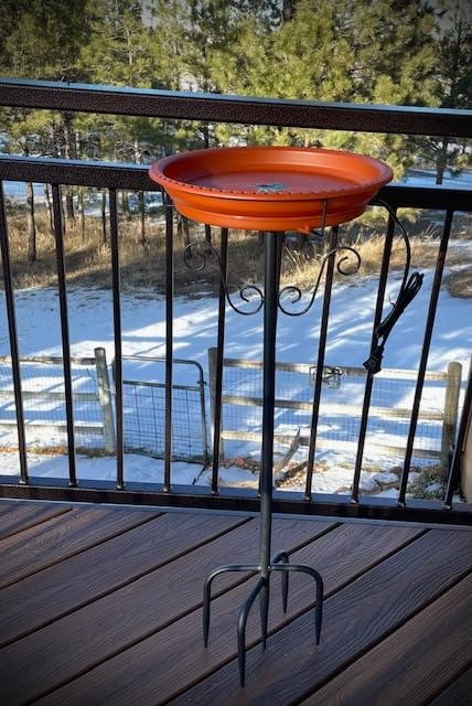 Heated Bird Bath, Lovppy 100W Thermostatically Controlled Heated Bird Baths for Outdoors Bird Bath Heater with Metal Stake, Heated Bird Bath for Outside Winter Garden Patio Yard Lawn (Green) customer photo 1