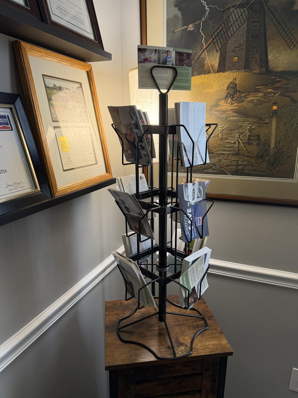ORLESS Greeting Card Rack Display Stand, 3 Tier Rotating Card Holder Display Retail, 12 Pocket Metal Postcard Holder Display Stand, Greeting Card Holder for Postcards, Brochures, Stickers, Showcase(Black) customer photo 1