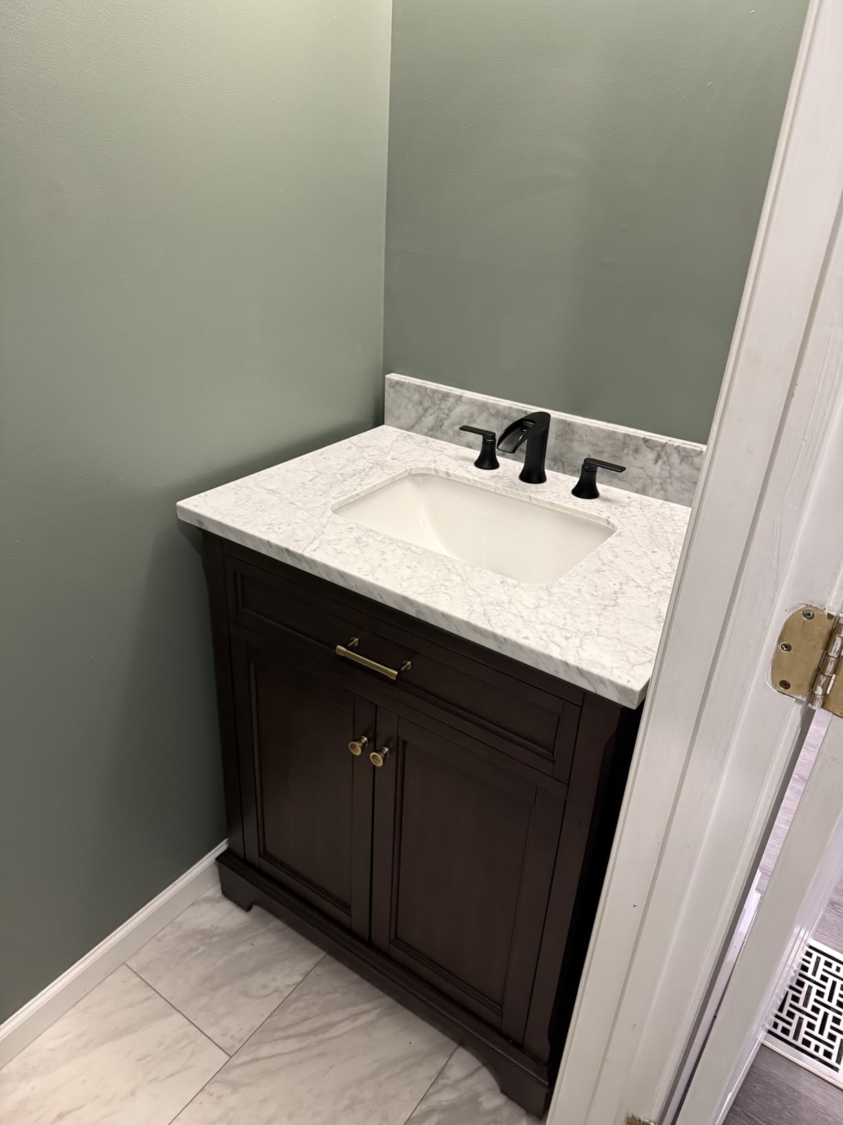 Brushed Nickel Bathroom Faucet 3 Hole, 4-8 Inch Waterfall Bathroom Sink Faucet Widespread with Drain & cUPC Supply Hose, 2 Handles for Vanity, Lavatory, Restroom, Brass Material, 10 Mins Install customer photo 1