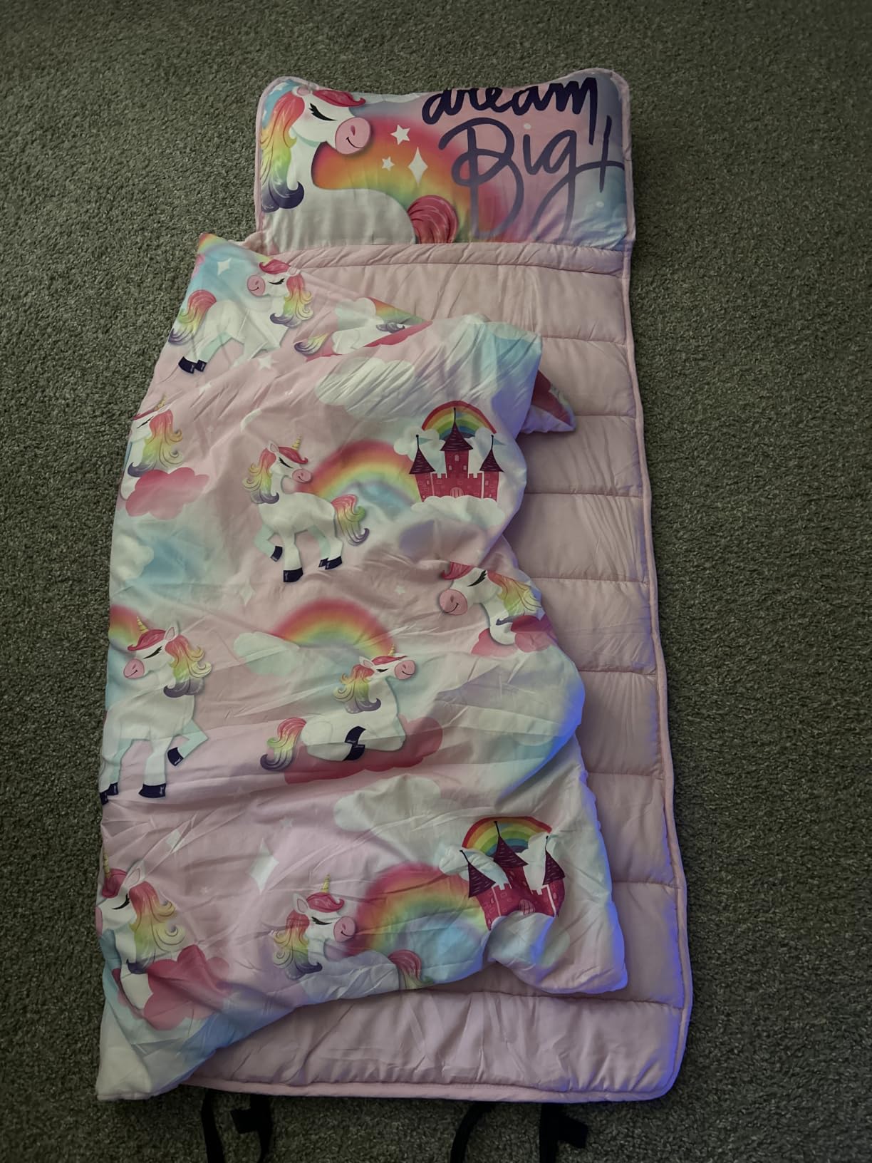 JOIEDOMI Toddler Nap Mat with Removable Pillow and Minky Blanket 55''x30'' Kids Sleeping Bag for Boys and Girls Ages 3-6 Roll Up Soft Nap Mats for Preschool Kindergarten Daycare Sleepover customer photo 1
