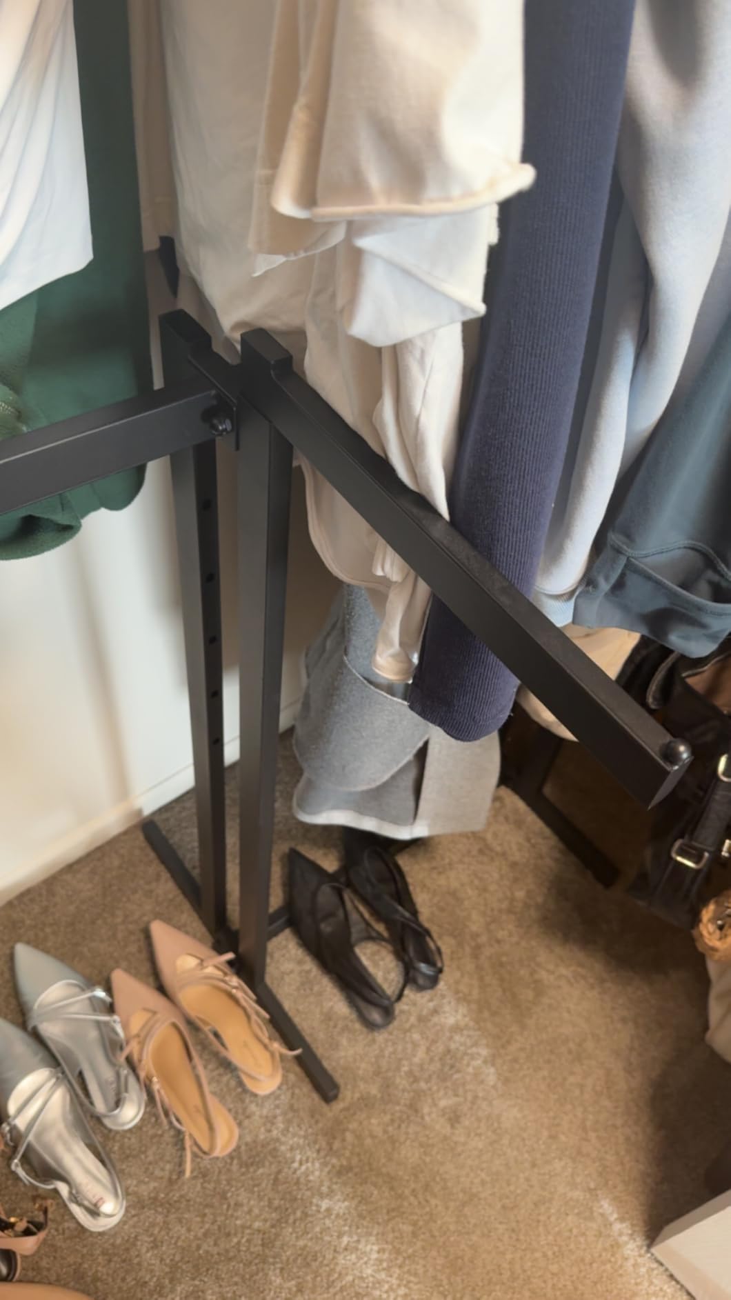 Black Clothes Racks with 4 Straight Arms, Metal Clothing Rack for Hanging Clothes, Freestanding Garment Rack Heavy Duty, 46