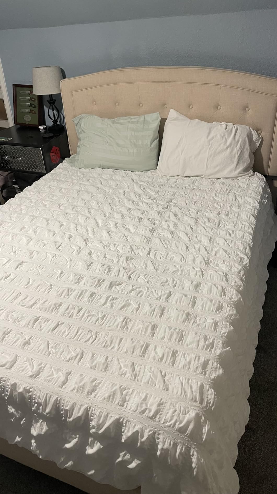 Cozy Bliss Cooling Comforter Seersucker Plaid Queen Size, Q-Max 0.45 Lightweight Cooling Blanket customer photo 1