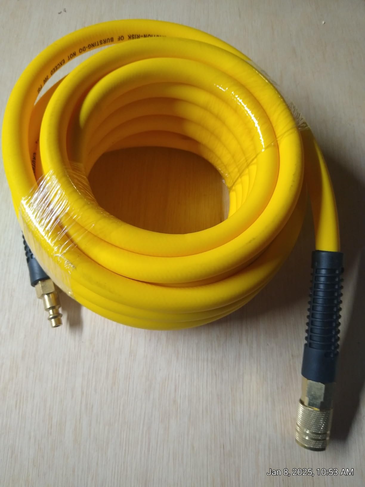Hybrid Air Hose 3/8-Inch x 100FT,300 PSI Heavy Duty,Lightweight,Kink Resistant,All-Weather Flexibility with 1/4-Inch Industrial Air Fittings and Bend Restrictors,Yellow customer photo 2