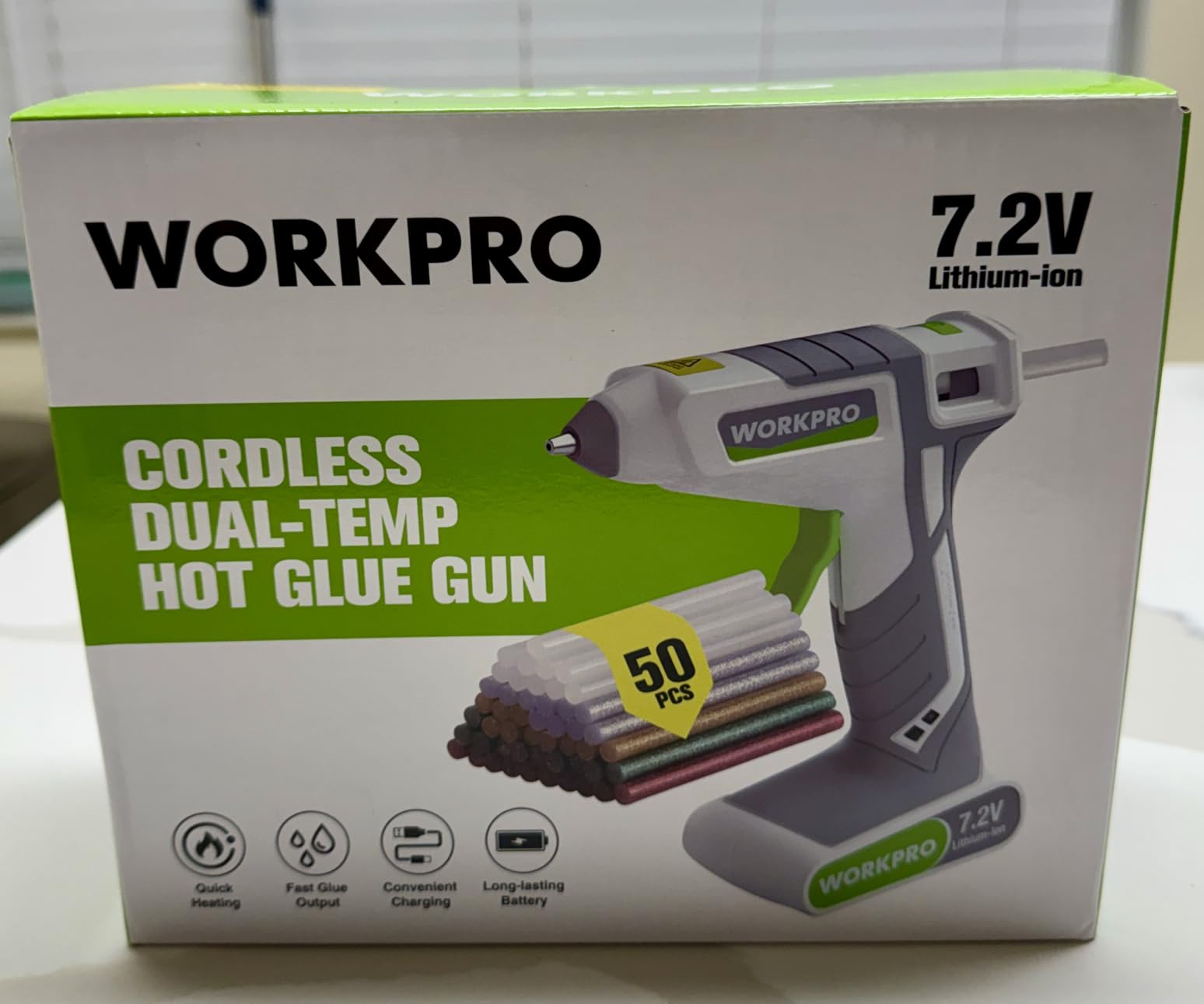 WORKPRO Cordless Hot Glue Gun, 7.2V Dual-Temp Kit, Pink | 30s Fast Preheating, 2600mAh Battery, Storage Bag, USB-C Charging Cord, for DIY and Crafting customer photo 2