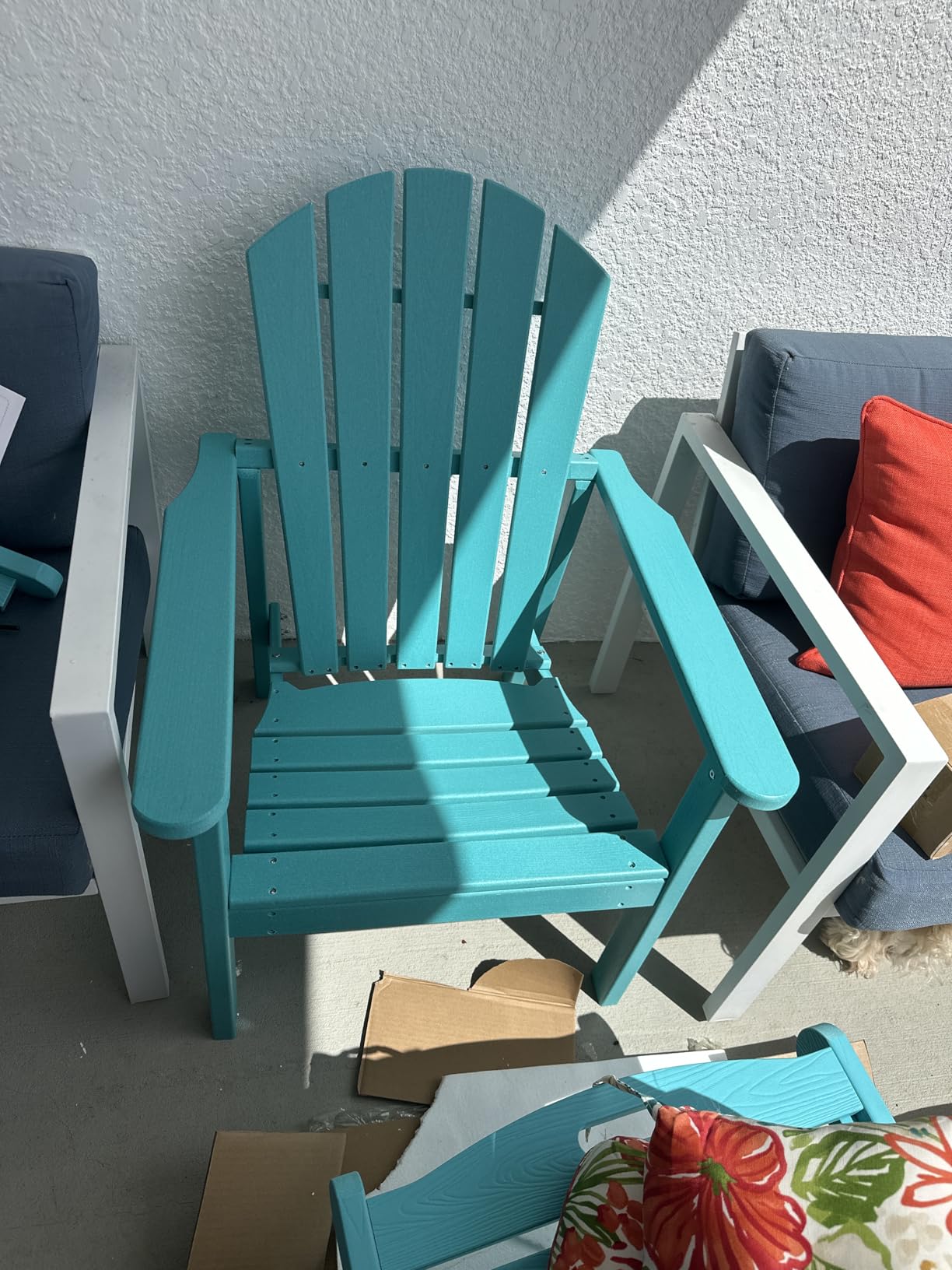 Stackable Adirondack Chair, HDPE Outdoor Chair Set of 2, Teak | Compact All-Weather, Ergonomic comfort Dining Chair, 25°Curved Straight Backrest, Quick Assembly, Maintenance-Free, 380LB customer photo 2