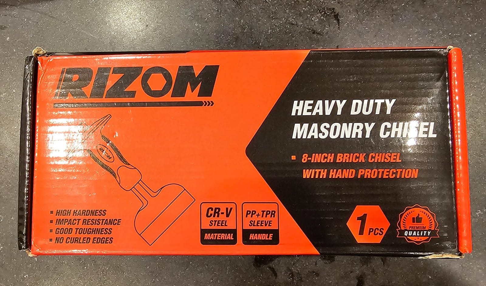 Rizom Chisel Set with Hand Protection, 3 Pcs Stone and Rock Chisel, Heavy Duty Masonry Tools including 11-Inch Point and Flat, 8-Inch Brick customer photo 1