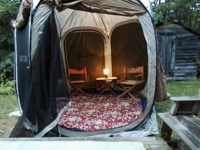 East Oak 12×12 FT Pop Up Canopy Tent with Mosquito Netting | Outdoor Screen House with 6 Sunshades | Instant Canopy with Portable Carry Bag | Gazebo Tent for Camping, Patio, Backyard and Beach | Beige customer photo 2