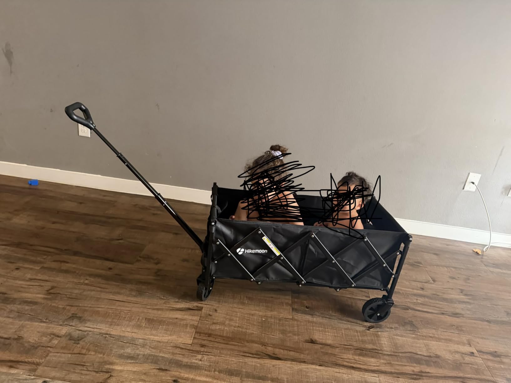 HIKEMOON 34'' Extra Long Folding Portable Wagon Cart, 120L 360LBS Black | Wagons Carts Foldable, Heavy Duty, Collapsible Compact Storage, Utility for Shopping/Grocery/Garden/Camping/Sports customer photo 2