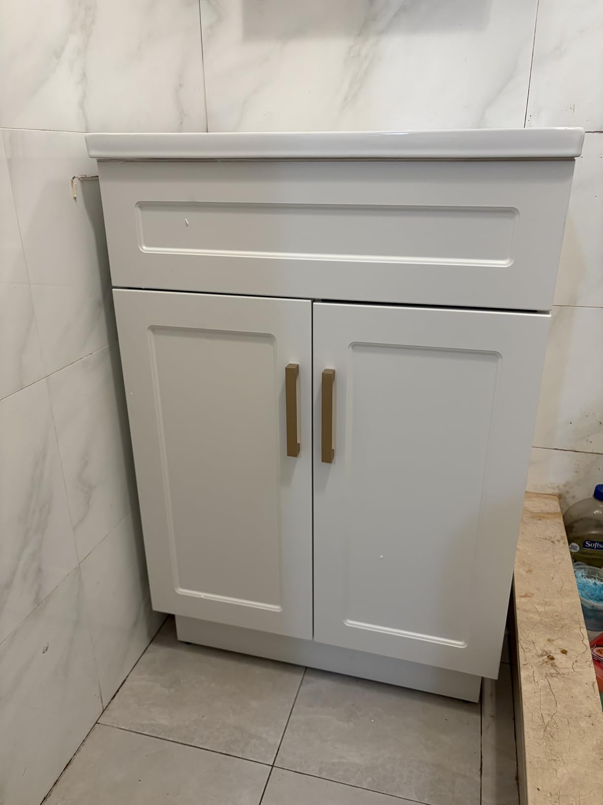 OLD CAPTAIN Bathroom Vanity with Ceramic Sink, 36 Inch Wall Mounted Bathroom Floating Vanity, Bathroom Sink Vanity with 2 Doors, Bathroom Vanity Cabinet, White customer photo 2
