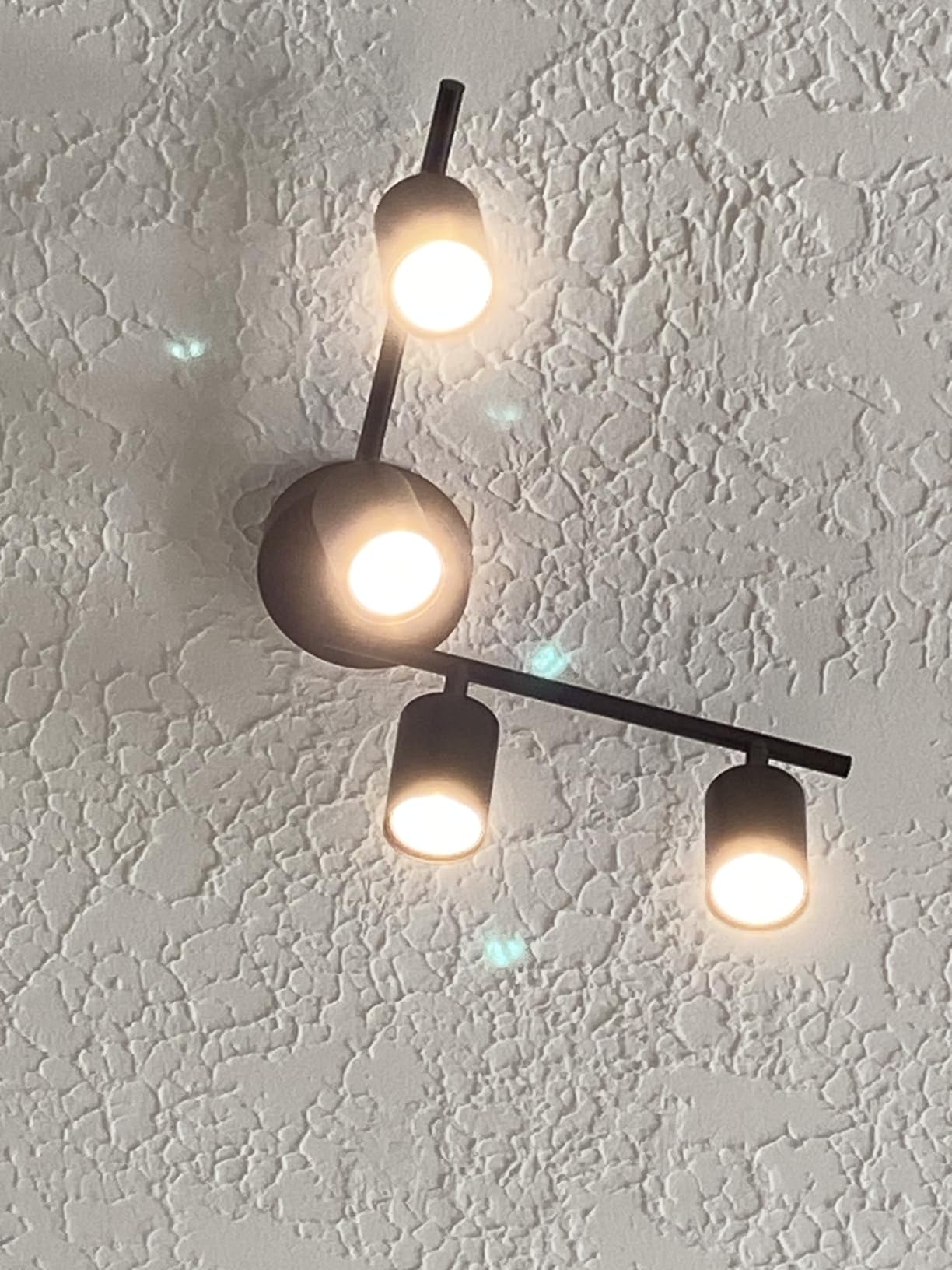 LED 4 Light Track Lighting Kit, Black Ceiling Spotlights, Modern Track Light Fixture with Flexibly Rotatable Light Heads for Kitchen, Living Room, Bedroom, Includes 4 x GU10 Bulb customer photo 1