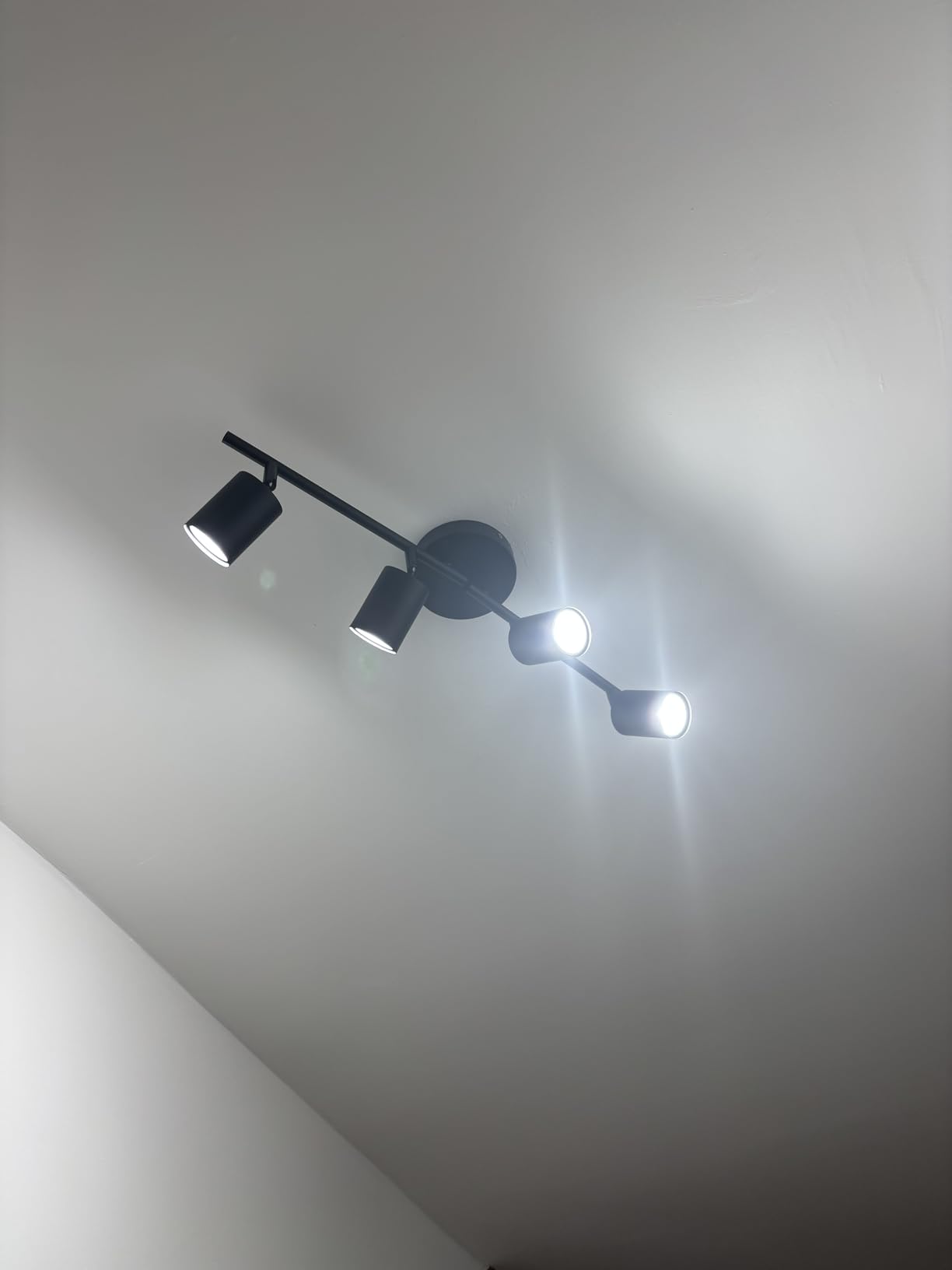 LED 4 Light Track Lighting Kit, Black Ceiling Spotlights, Modern Track Light Fixture with Flexibly Rotatable Light Heads for Kitchen, Living Room, Bedroom, Includes 4 x GU10 Bulb customer photo 2