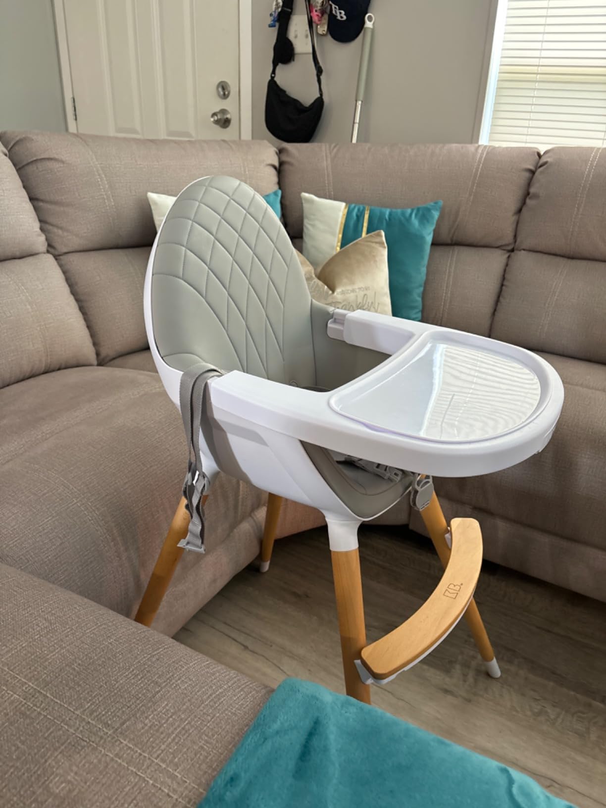 Convertible High Chair for Babies, Toddlers, Kids & Children - Wooden Highchair with Adjustable Height & Dishwasher Safe Tray - Wood Feeding & Dining Chair - Converts to Booster Seat (Black) customer photo 1
