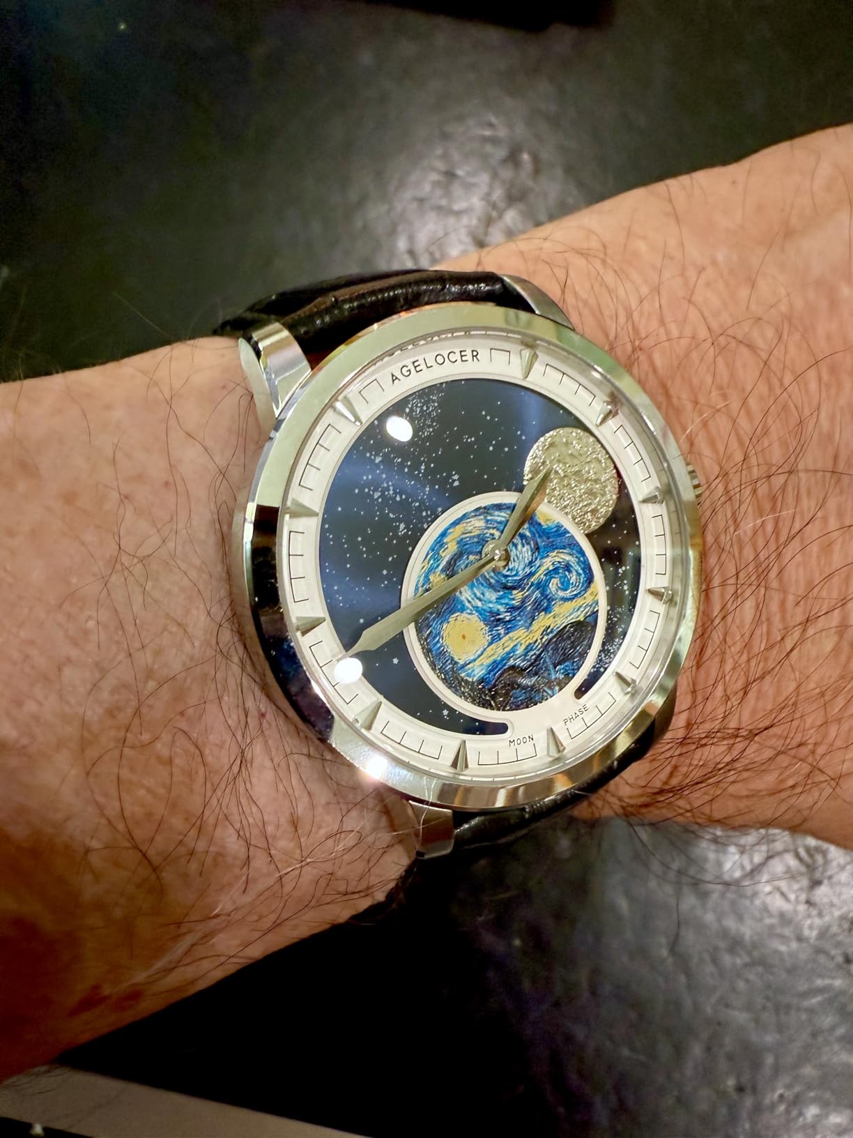 AGELOCER Moon Phase Watch Original Design, Automatic Mechanical Watches for Men, Leather Strap Waterproof Dress Watch Mens Gift customer photo 1