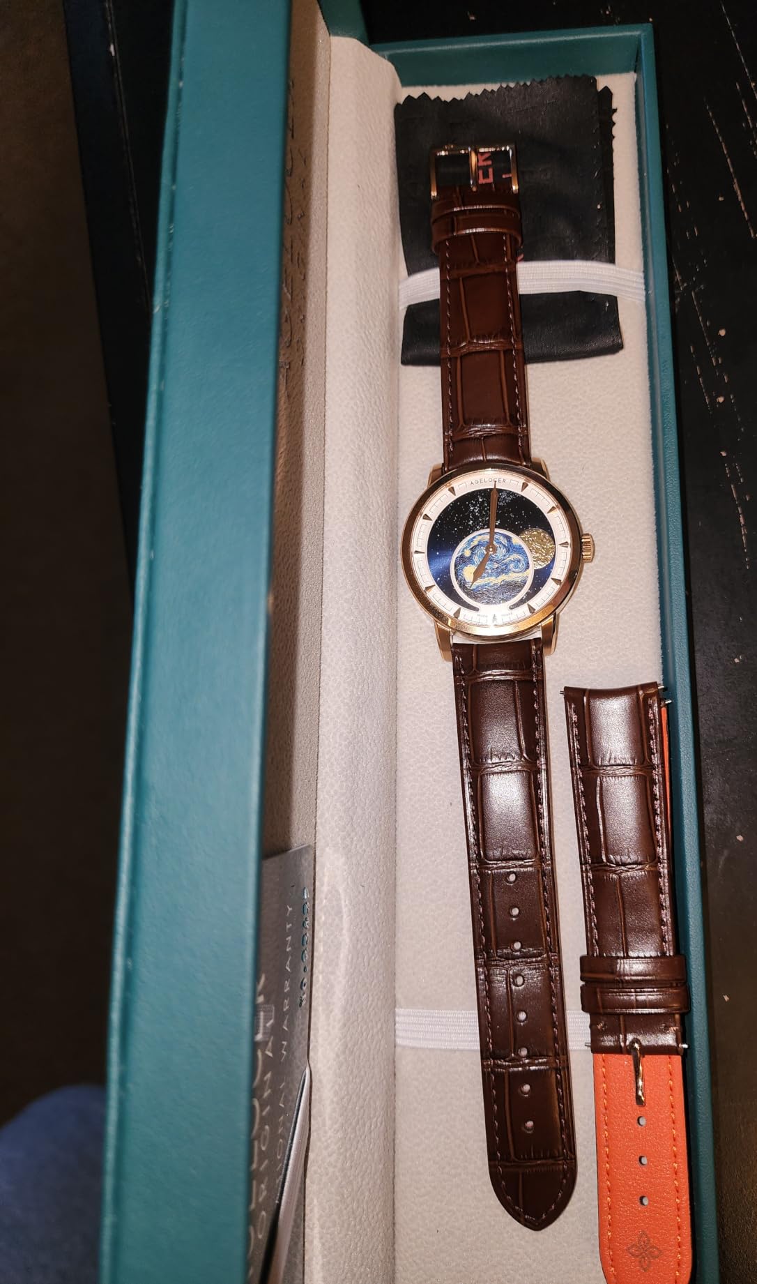 AGELOCER Moon Phase Watch Original Design, Automatic Mechanical Watches for Men, Leather Strap Waterproof Dress Watch Mens Gift customer photo 2