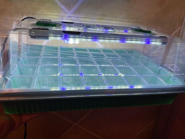 12 Cell Seed Starter Kit with Grow Light Heating Mat & Silicone Pots | Grow Light, Graphene Heating Mat, Reusable Tray with 4.7