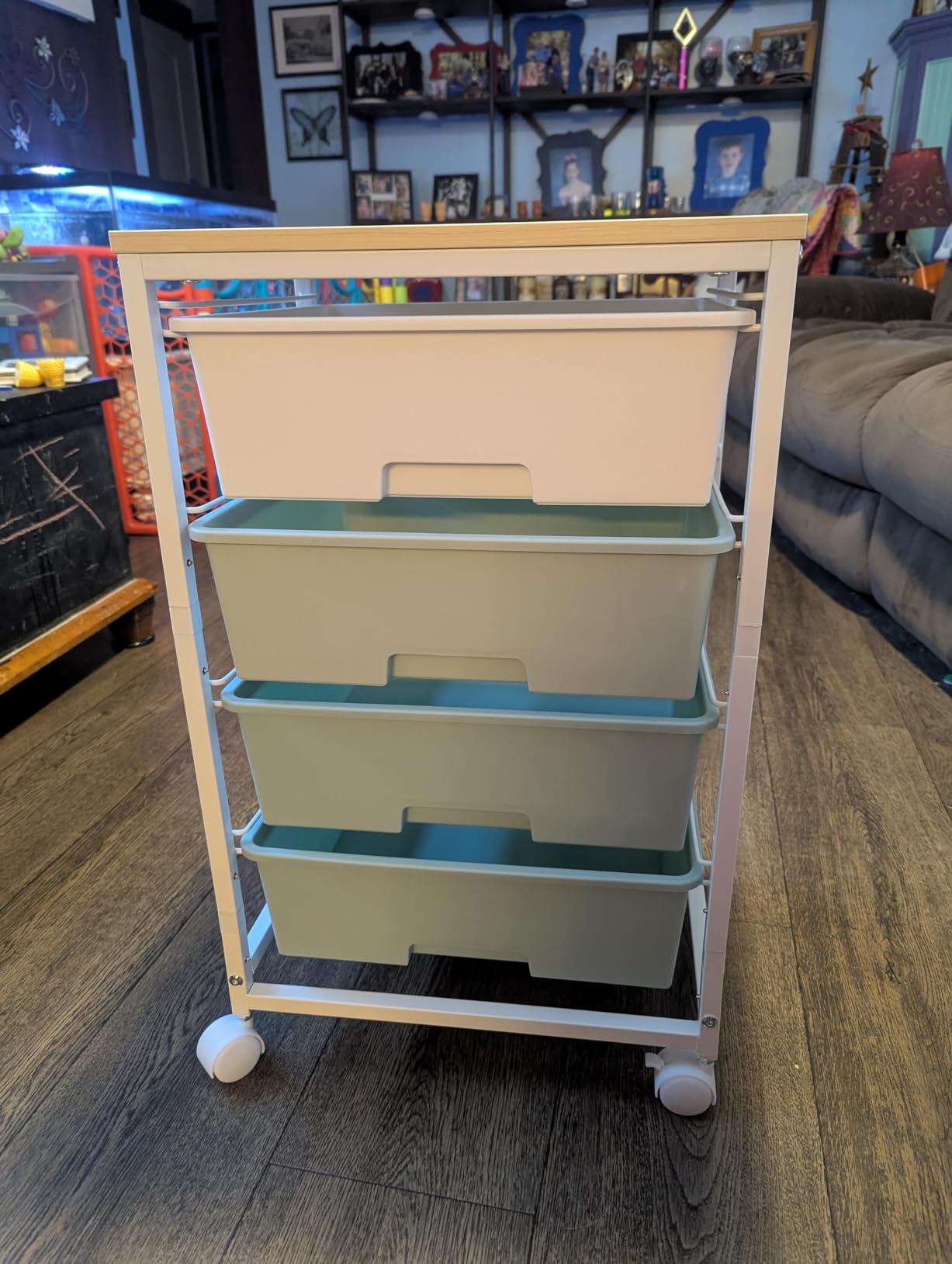 SYKIARIOL Rolling Cart with Drawers, 4-Drawer Utility Cart, Green customer photo 1