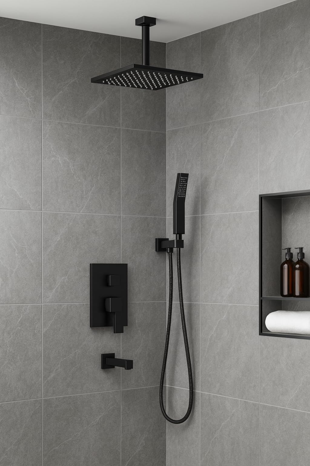 Rainfall Shower System with 4 Body Spray Jets, STARBATH 4 Way 12 + 6