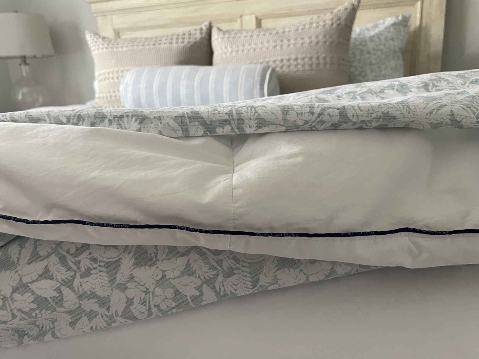 Pacific Coast Goose Feather Down Fiber Comforters King Size, Extra Fluffy White Duvet Insert, Ultra-Soft, Breathable, All Season Hotel Luxury Bedding Comforters, 8 Corner & Center Loops (106