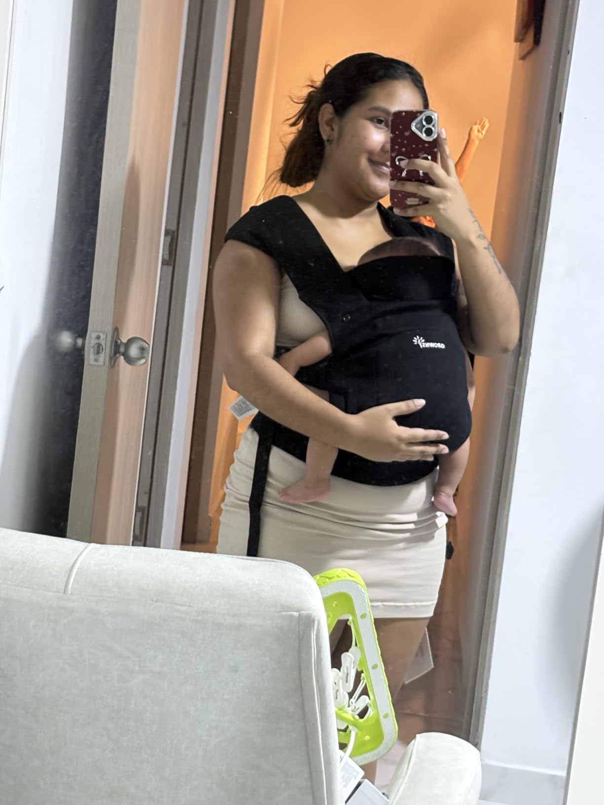 GROWNSY Baby Carrier, Wrap Carrier, Ergonomic with Head Support, Cream customer photo 1