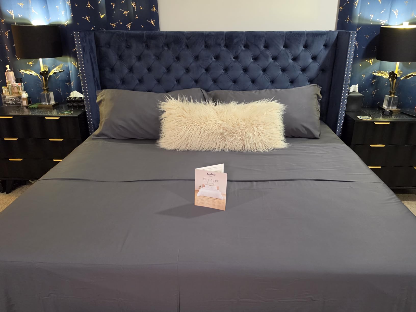 Bambaw 100% Viscose Derived from Bamboo Sheets Queen Size Set - 4pcs Cooling Sheet Set, Super Soft Sheets Queen Size, Luxury Bed Sheets, Deep Pocket Fits Up to 16'' Mattresses (Charcoal) customer photo 1