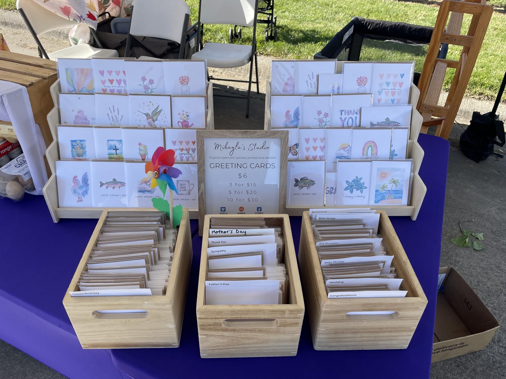 PUERSI Greeting Card Display Stand Holder - 4-Tier Wooden Organizer Rack customer photo 2