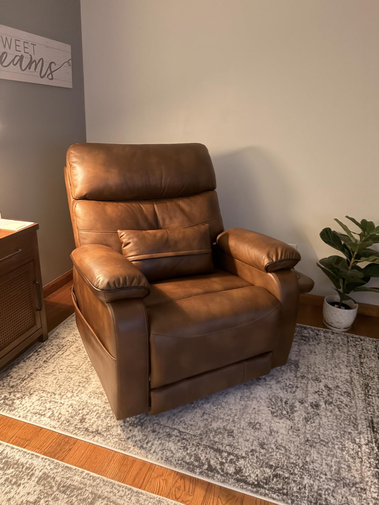 Dual Motor Power Lift Recliner Chair for Adult & Elderly, Leather, Beige customer photo 1