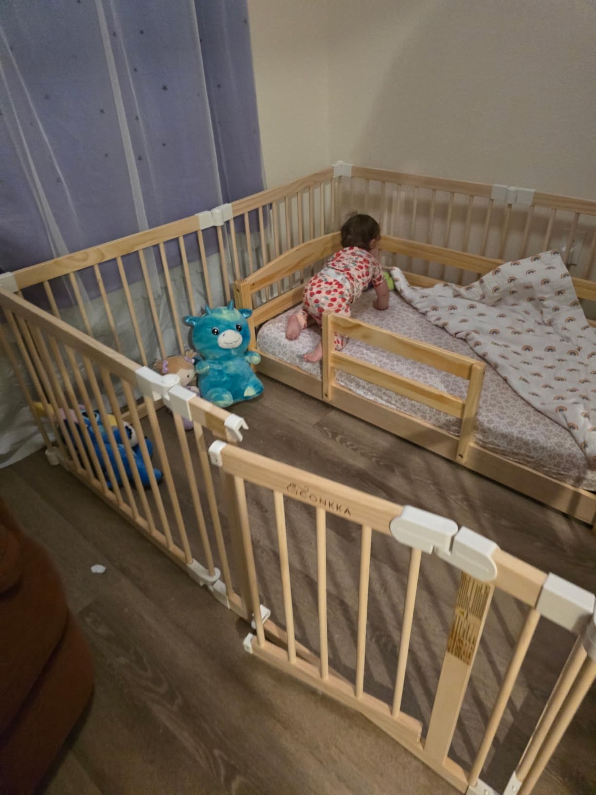 Ocodile Toddler Bed with Rails | Low Montessori Floor Bed Frame for Kids | Standard Crib Size Wooden Frame for Independent Toddlers 1-3 - White customer photo 2