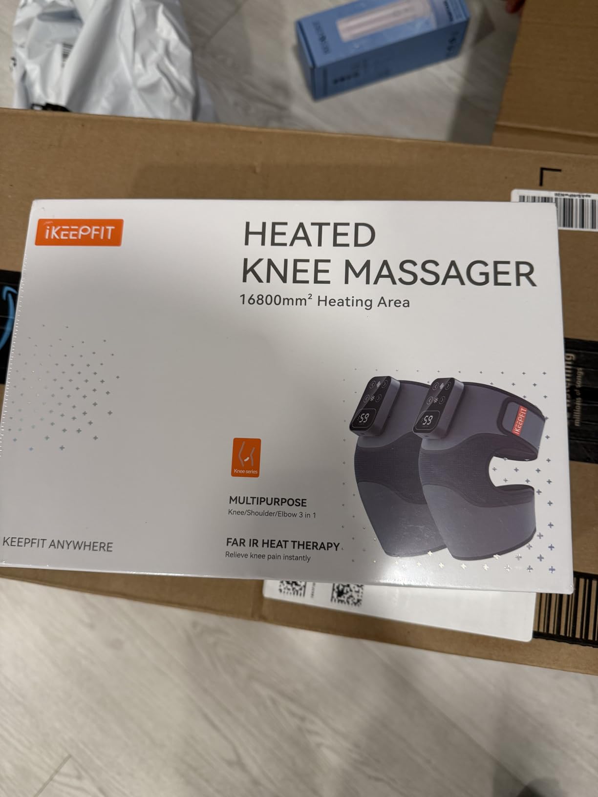 IKEEPFIT Cordless Knee Massager with Heat Vibration for Pain Relief, MAXwarm 4.0[2026 Upgraded] - Electric Heated Knee Brace with 5 Heat Levels and 3 Massage Mode, Gifts for Men Women (Grey, Pair) customer photo 1