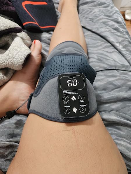 IKEEPFIT Cordless Knee Massager with Heat Vibration for Pain Relief, MAXwarm 4.0[2026 Upgraded] - Electric Heated Knee Brace with 5 Heat Levels and 3 Massage Mode, Gifts for Men Women (Grey, Pair) customer photo 2
