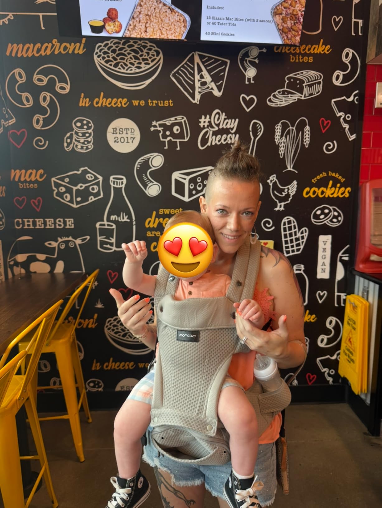 Momcozy Baby Carrier with Hip Seat, 2-in-1 Forward-Facing Carry for Long Walks, Detachable Hands-Free Infant Carrier 7-44lbs, All Seasons Toddler Carrier Fits Waist Sizes up to 45 Inches, Black customer photo 2