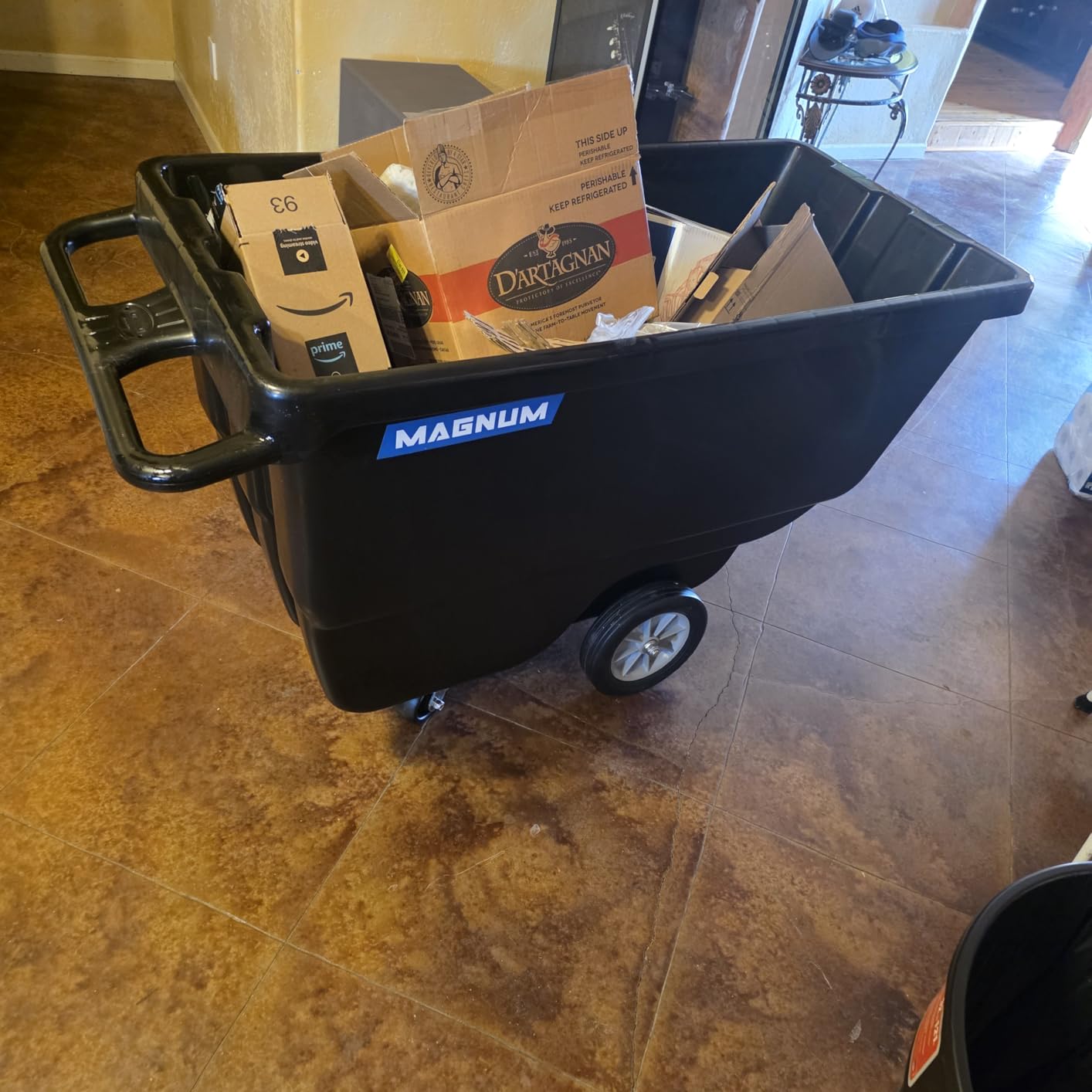 Tilt Truck, 1 Cu. Yd. Covered Capacity Dump Cart with Heavy Duty 12” Wheels & 5” Casters for Jobsites, 800 lbs, Trash Cart with Wheels DUC100-12-02PK (2-Pack) customer photo 1