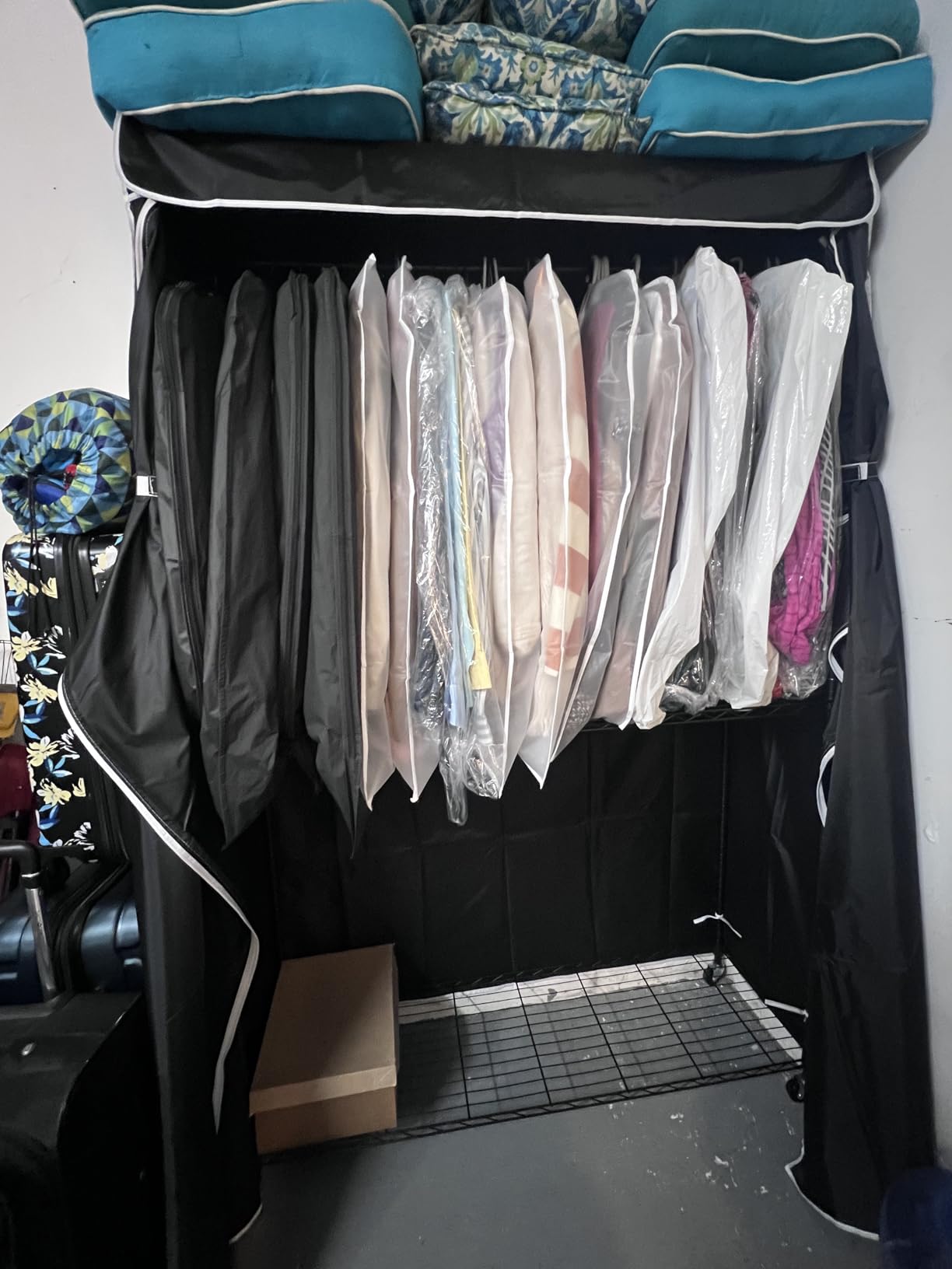 ULIFHOME P8C Max Heavy Duty Clothes Rack (With Extended Width Design) Rolling Clothing Racks for Hanging Clothes with Lockable Wheels, 51.2