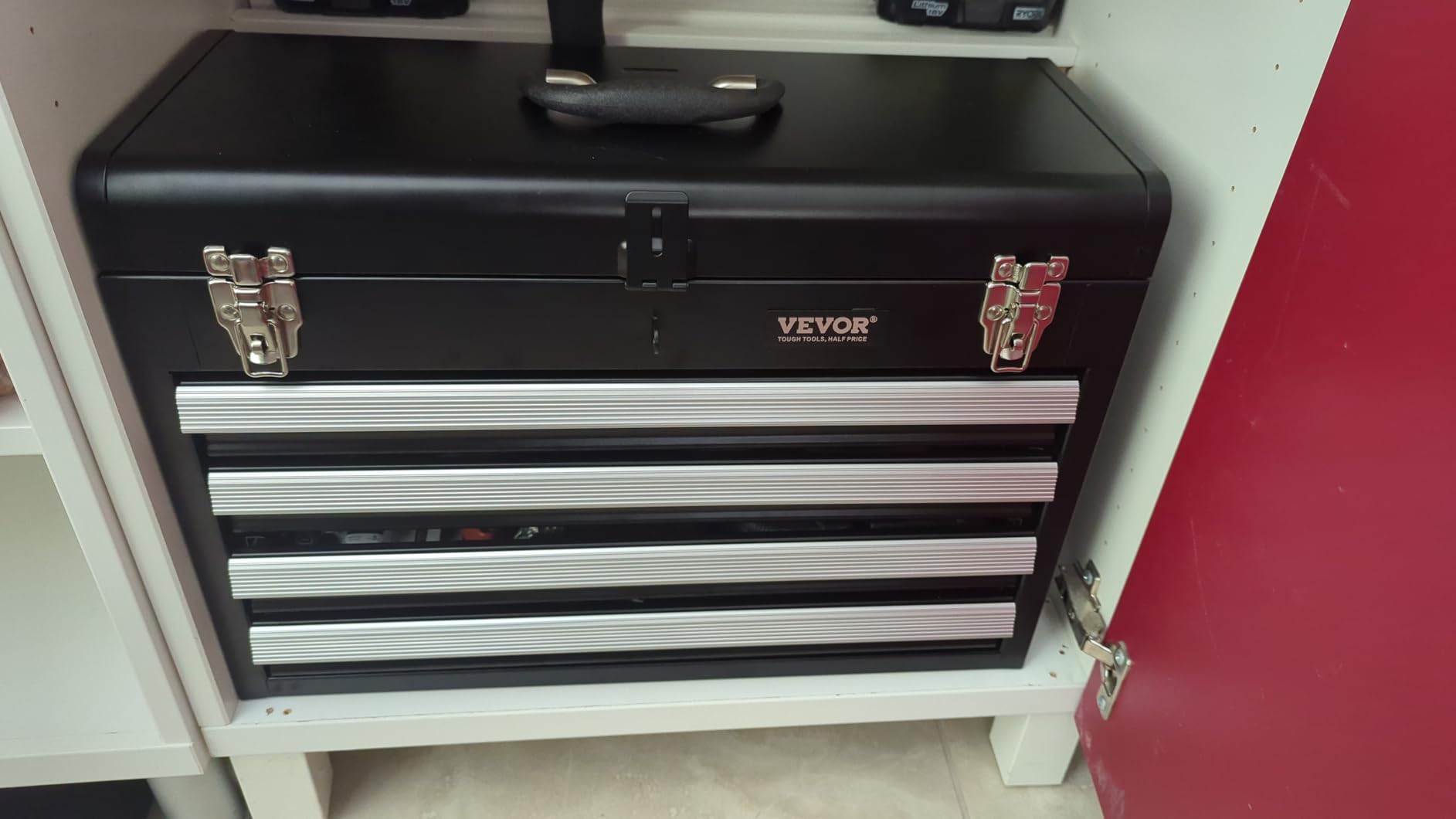 VEVOR Metal Tool Box, 20.5-inch, Portable Metal Tool Box with 4 Drawers, Small Tool Chest with EVA Liners, Ball Bearing Slide Drawers Locking & Powder Coated Finish, Multi-Function Tool Organizer customer photo 1