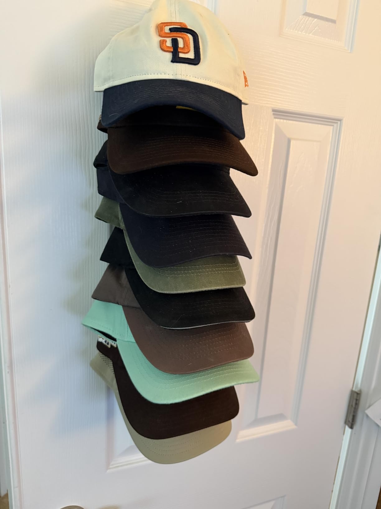 Hat Organizer for Baseball Caps Hold Up to 40 Hats, 2 Pack Hat Rack for Wall, Strong Adhesive Hat Storage Display Holder for Closet Door and Wall (Black) customer photo 2