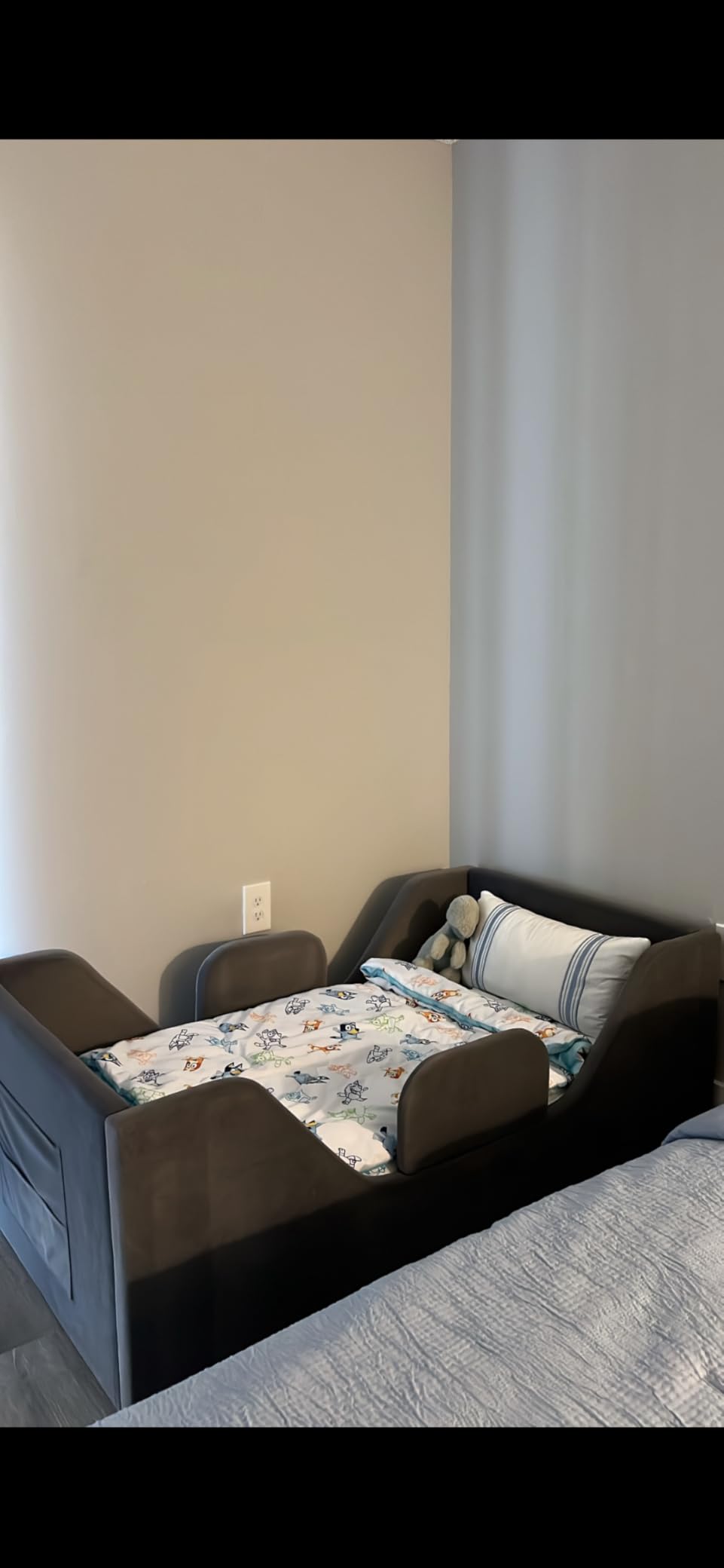 Zumspiel Toddler Floor Bed with Removable Safety Rails and Storage Bag, Kids Bed for Girl and Boys, Standard Crib Size, Safety Upholstered Child Beds, Low to Floor Design customer photo 2