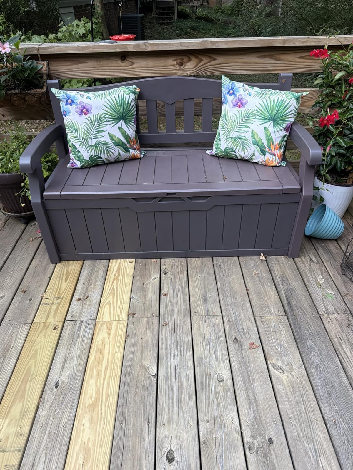 Flamaker 80 Gallon Storage Bench, Deck Box with Seat Waterproof All-Weather | Lockable Heavy-Duty Chest Box with Seating Bench for Garden, Patio, Poolside, Indoor, Outdoor customer photo 1